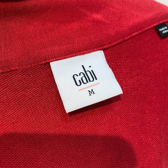 CAbi Red Blouse Long Sleeve Sweater Neck Tie Medium Holiday Rayon - Picture 9 of 10